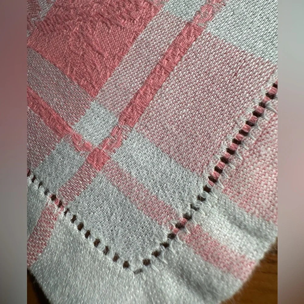 Vintage Cottage Chic Pristine Pink & White Striped Damask Cloth Napkins ~ 6 pc.